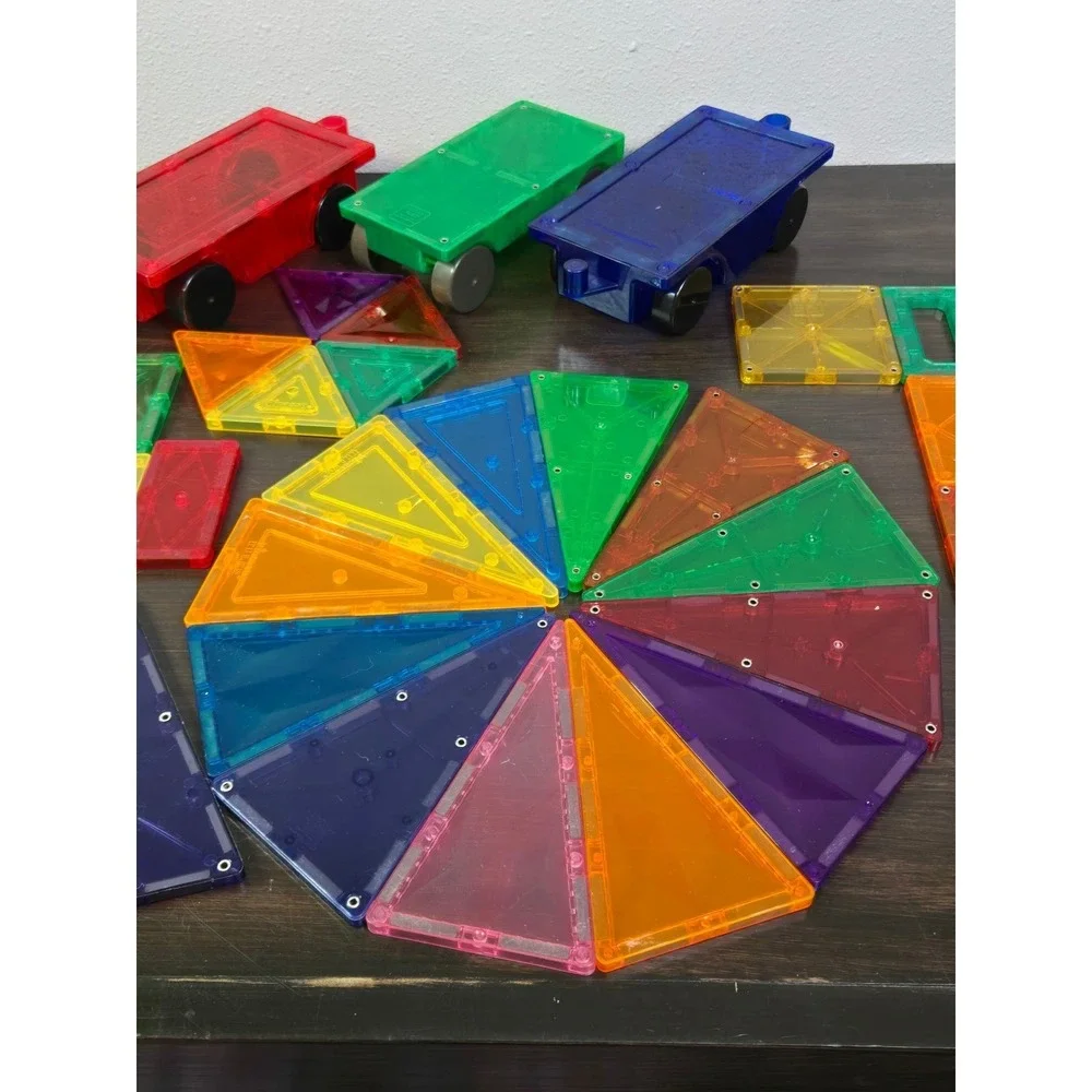 Mixed Brand Magnetic Building Tiles Lot Vehicle Bases STEM Toys